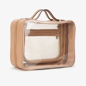 Large Clear Cosmetics Case in Caramel
